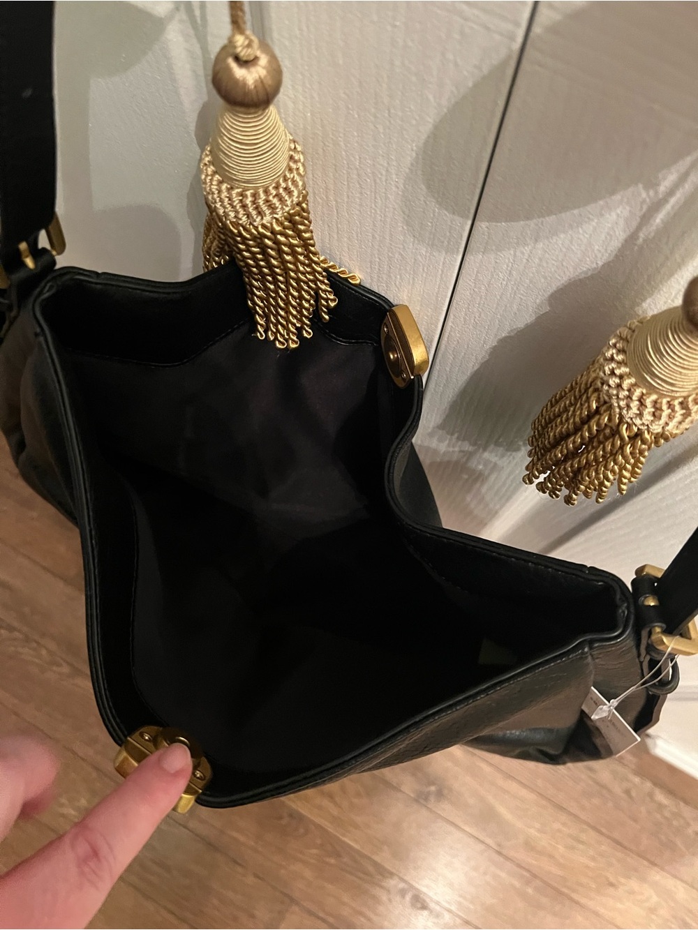Anthropologie Black Shoulder Bag with Gold Accent - Picture 3 of 3